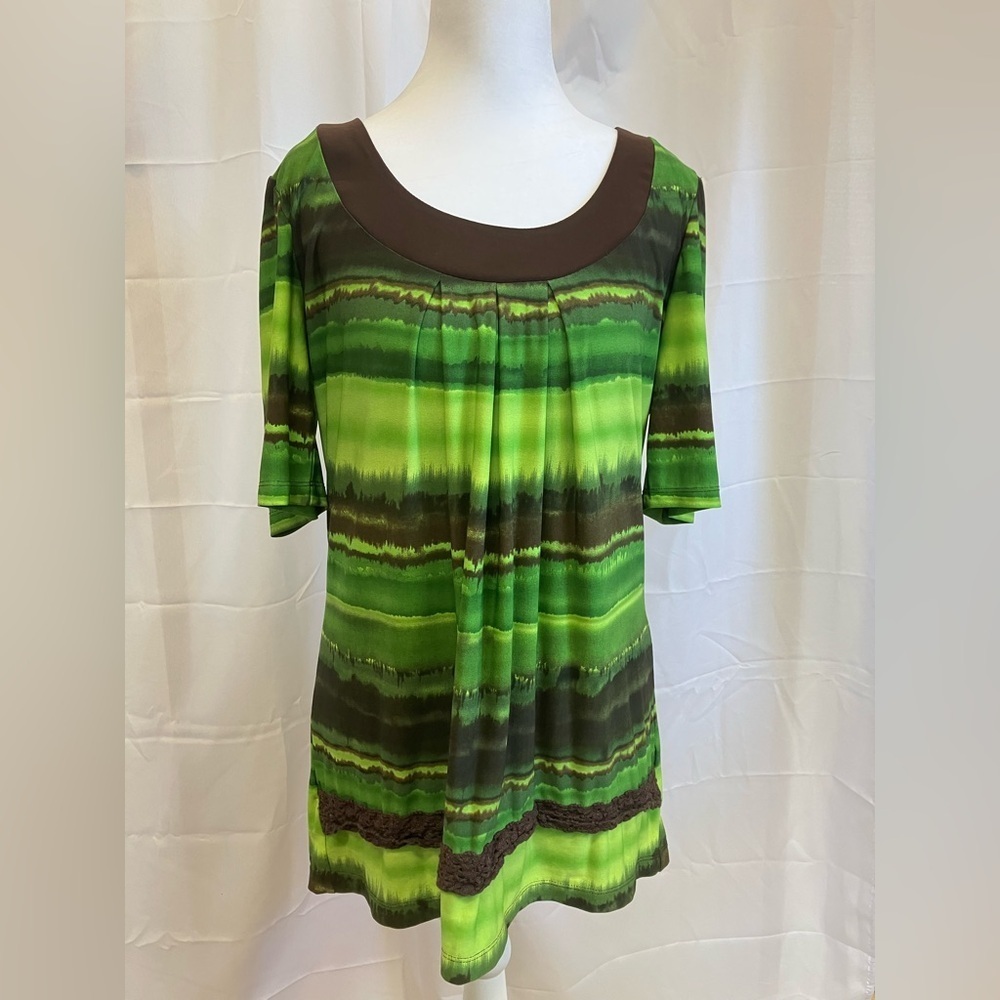 New Directions Green Relaxed 3/4 Sleeve Tunic
